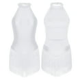 thumbnail image 2 of Miutii Womens Tassel Leotard Halter Neck Sleeveless Fringe Bodysuit Rhinestone Latin Jazz Costume White S, 2 of 9