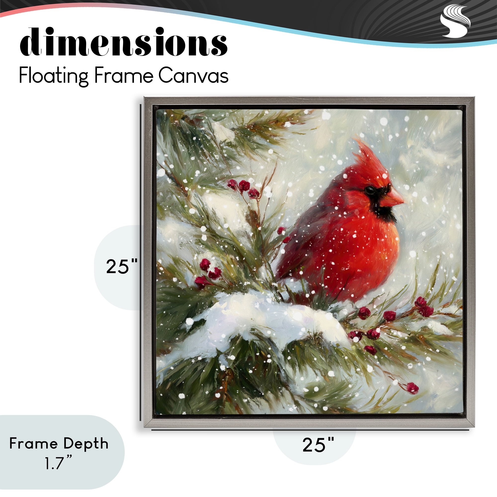 Stupell Industries Winter's Red Jewel Gray Framed Floater Canvas Wall Art, design by Tina LeCour