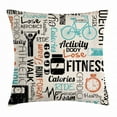 thumbnail image 1 of Fitness Throw Pillow Cushion Cover, Healthy and Active Life Concept Exercising Sports Text Grunge Effect Gym Concept, Decorative Square Accent Pillow Case, 16 X 16 Inches, Multicolor, by Ambesonne, 1 of 2