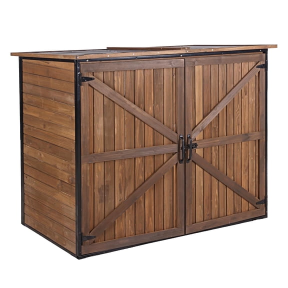 Aivituvin Outdoor Storage Shed Trash Can Storage Cabinet Upgraded with Metal Frame for Garbage Can, Gardening Tools and Accessories 50" L x 27.6" D x 41" H