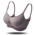 thumbnail image 2 of Women‘s Striped Bra Wireless Maternity Seamless Front Buckle Breastfeeding Bra With Pads, 2 of 4