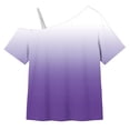 thumbnail image 5 of ITSAME One Shoulder T-Shirts for Girls Short Sleeve Tops Gradient Print Summer Loose Casual Tees Purple Size 13, 5 of 9