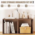thumbnail image 2 of Costway 2 PCS Stackable Storage Cube Free-standing Storage Organizer Bookcase for Bedroom Brown, 2 of 10