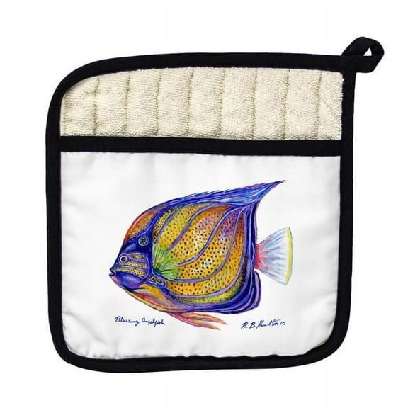 Betsy Drake PT677 Blue Ring Angelfish Pot Holder