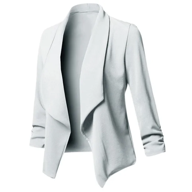 Cárdigan fino de manga larga para mujer, chaqueta fruncida asimétrica, traje de negocios informal, prendas de vestir, 2024