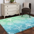 thumbnail image 4 of Marine Life Washable Area Rugs 2.7'x5', Starfish Shell Coral Gradient Blue Green Ocean Low Pile Throw Living Room Rug Non-Slip Sturdy Edge Binding Carpet for Indoor Entryway Bedside Kitchen, 4 of 9