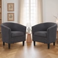 thumbnail image 5 of Ebello Modern Upholstered Barrel Chair & Ottoman Set,Stylish Lounge Chair for Living Room, Bedroom-Gray, 5 of 10