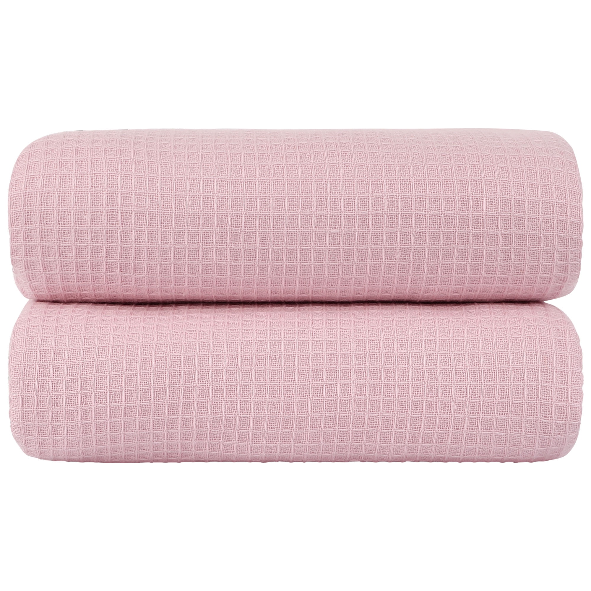 2Pack 100 Cotton Waffle Weave Absorbent Bath Towels 27" x 55" Pink