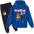 thumbnail image 1 of Suéter de manga larga para niños, ropa ROBLOX, Sudadera con capucha para niños y niñas de mediana edad, pantalones, traje de suéter, 2 piezas, 1 of 3
