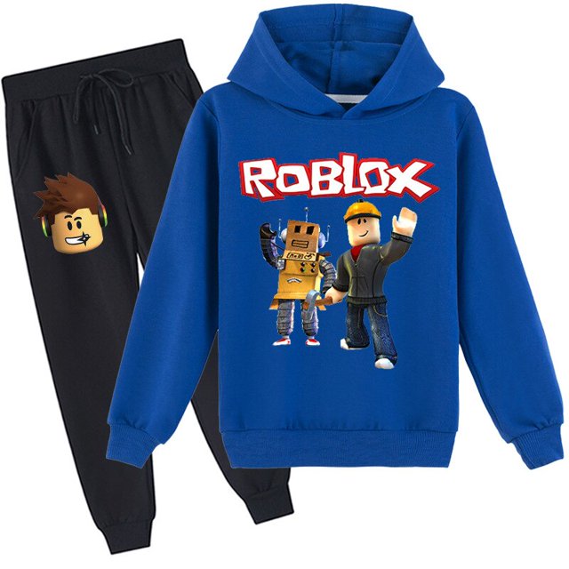 Suéter de manga larga para niños, ropa ROBLOX, Sudadera con capucha para niños y niñas de mediana edad, pantalones, traje de suéter, 2 piezas