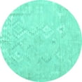 thumbnail image 1 of Ahgly Company Indoor Round Solid Turquoise Blue Modern Area Rugs, 4' Round, 1 of 4
