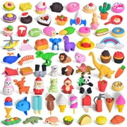 Fun Little Toys Confetti City 70 Pcs Assorted Puzzle Erasers,Mini 3D Pencil Erasers,Classroom Prizes