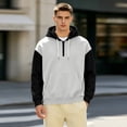 thumbnail image 4 of Iaqnaocc Mens hoodies Quarter Zip Pullover Sweatshirt Baggy Casual Drop Shoulder Loose Fit Hooded Shirts Gray S, 4 of 6