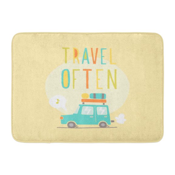 GODPOK Road Blue Quote Travel Often Cute Hand Drawn Colorful Music Trip Rug Doormat Bath Mat 23.6x15.7 inch