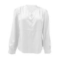 thumbnail image 7 of XUNKUSGA Women's Blouses Casual Satin Silk Long Sleeve Tops for Women Business Casual V Neck Button Down Dressy Tops Solid Color Work Outfits Lightweight Flowy Womens Pullover S-2XL White, 7 of 7