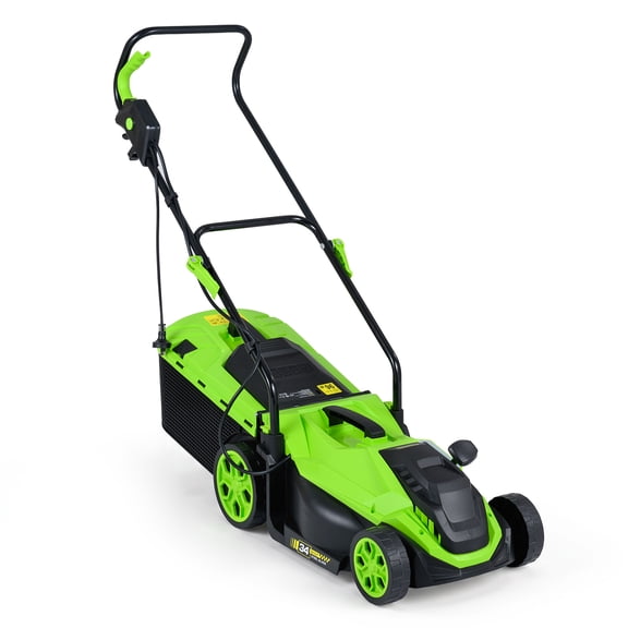 Costway 14" 12-Amp Corded Electric Lawn Mower with 5-Position Height Adjustment for Yard Green