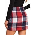thumbnail image 3 of Women's Plaid Pencil Mini Skirt, High Waisted Bodycon Above Knee Skirt with Side Zipper for Fall Winter, 3 of 5