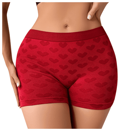 Fulorrnie Underwear for Women High Waisted Briefs Comfort Breathable Panty Sport Elastic Waist Seamless Banded Panties Red S