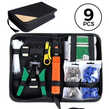 SGILE Pro Network Tool Kit, Ethernet LAN Cable Tester Crimper Repair for RJ45/11/12 Cat5/5e with Connector