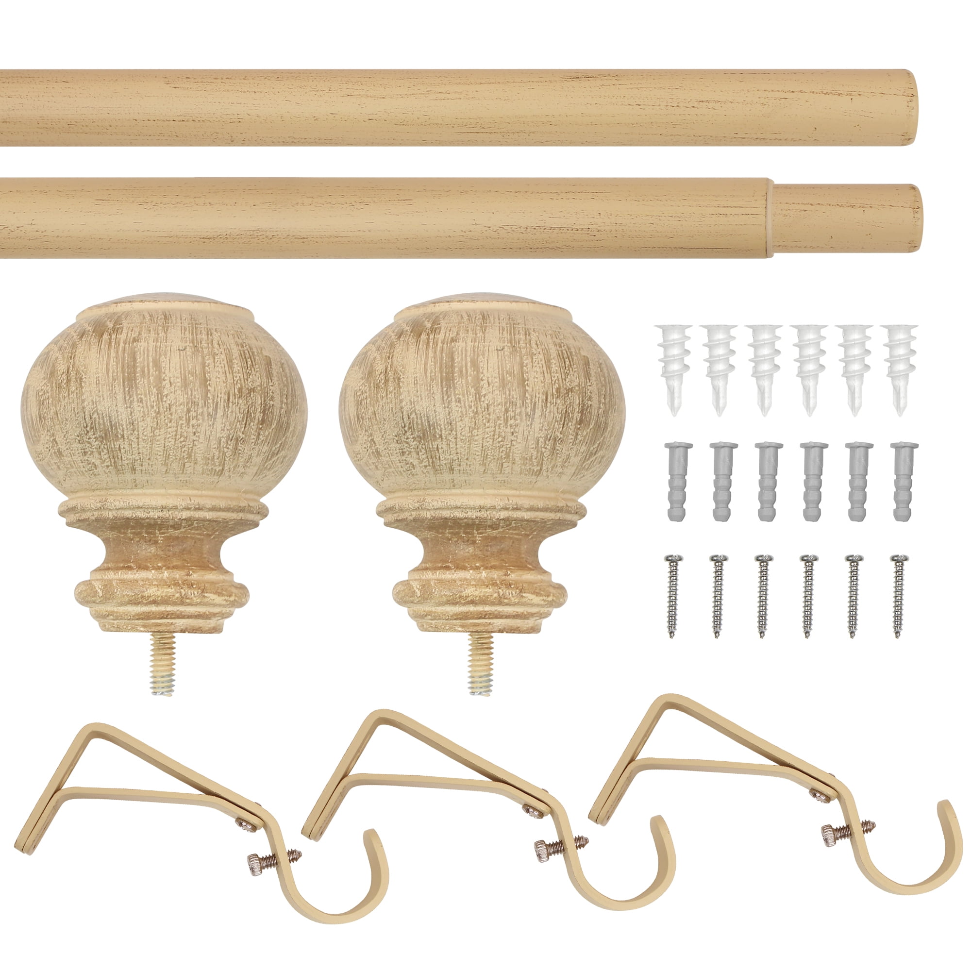 Better Homes & Gardens 1 in. Natural Wood Poly Single Curtain Rod, 120-180"
