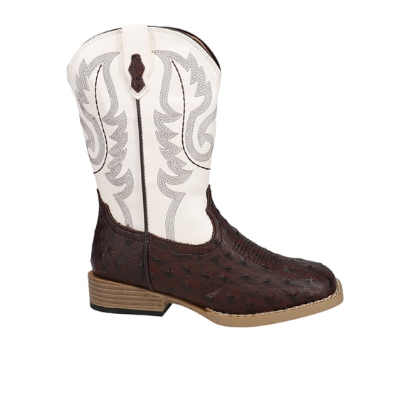 Roper Boys Bumps Faux Ostrich Square Toe Cowboy Mid Calf Boots