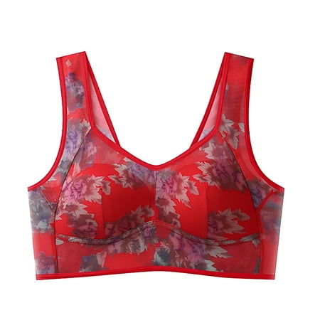knqrhpse Wireless Bras Push Up Bra High Support Adjustable Strap Full Coverage Up Bras Comfortable No Underwire Wireless Bras Wireless Bras Minimizer Bra Seamless Bras Full Coverage Bras Red XL