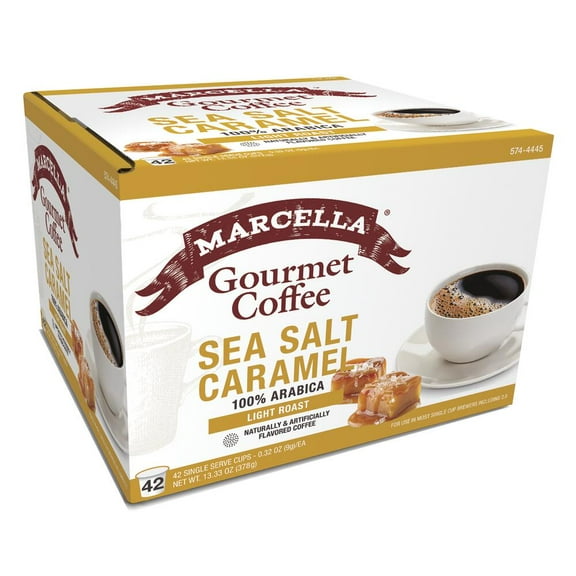 Marcella Gourmet Coffee Sea Salt Caramel Light Roast 100% Arabica Pods - 42 Count