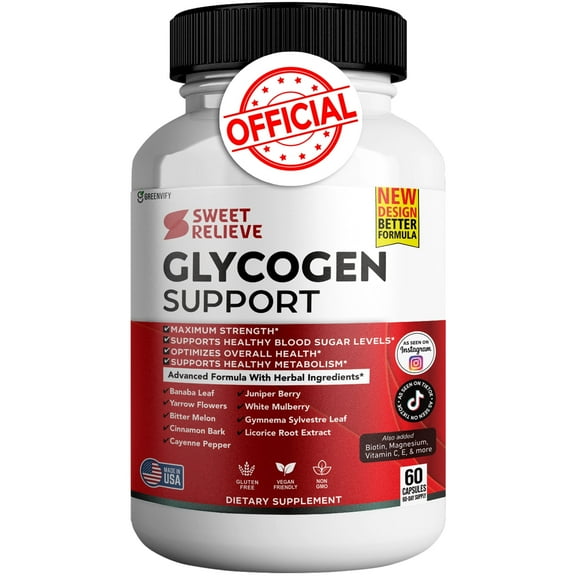 Sweet Restore Glycogen Support Max All Natural Herbal Formula to Maintain Healthy Blood Sugar and Energy Levels (1 Pack)