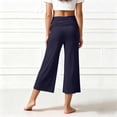 thumbnail image 5 of Bmisegm Girls Pants Waist Pleated Yoga Pure Color Wide Leg Loose Casual Cropped Capri Girls Trousers for Comfortable Play Age 5-14 02_Dark Blue,5-6 Years, 5 of 6