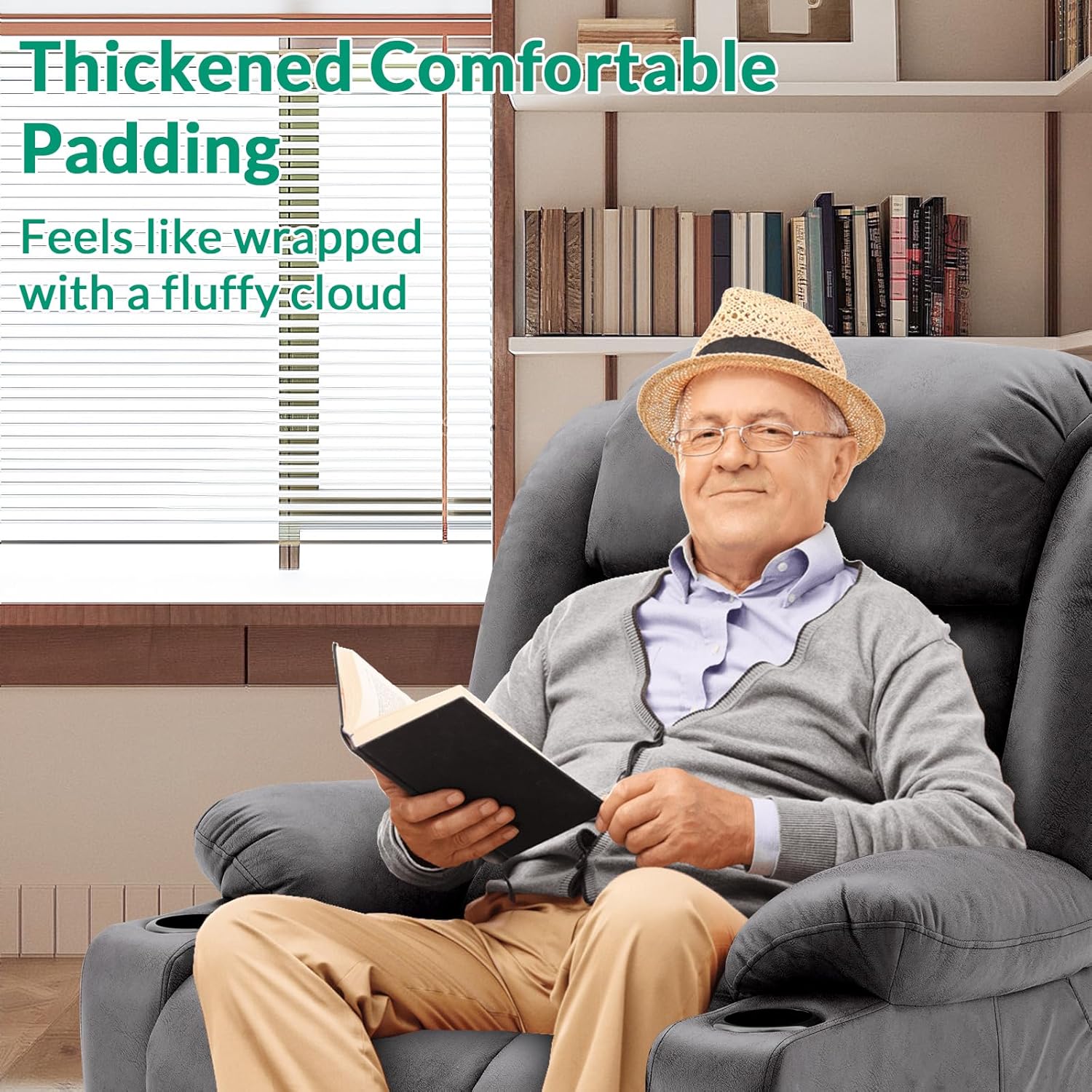 VIVIJASON Tall Man Large Dual Motor Power Lift Recliner Chair with Extended Footrest, Oversized Lay Flat Sleeper Electric Recliner W/Heat & Massage, Lumbar Pillow, USB & Type-C Ports, Gray