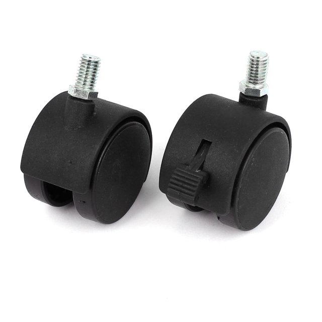 rueda de bloqueo giratorio 2pcs Varilla roscado de 10 mm de di?metro de 2" Doble rueda 360 Tipo de rotaci?n Unique Bargains ruedas de placa