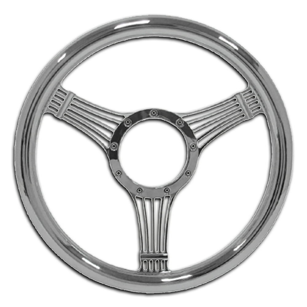 14" Chrome Full Billet Aluminum Steering Wheel 9 Hole 3 Spoke Fits GM