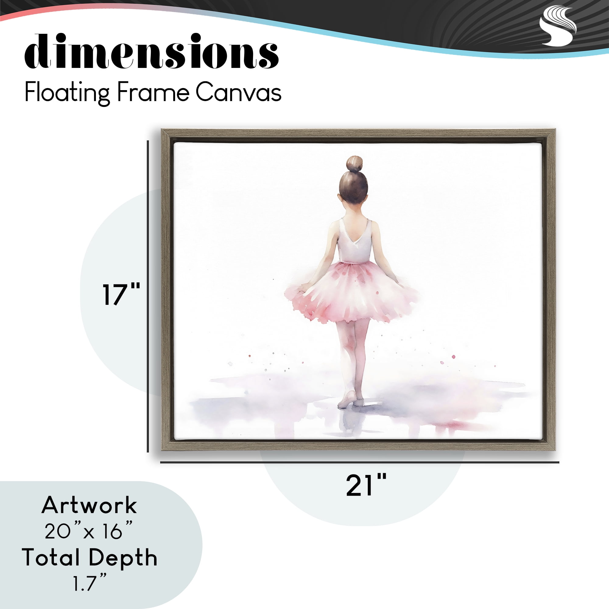 Stupell Industries Ballerina Facing Away Brown Framed Floater Canvas Wall Art, design by Creative Studio