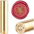 thumbnail image 1 of 1PC Brass Sealing Wax Seal Stamp Wood Handle Cherry Blossom Pattern 15mm, 1 of 5