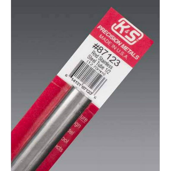 K&S Precision Metals Stainless Steel Tube - Precision, Round - 1/2" OD x 22 GA x 12" L