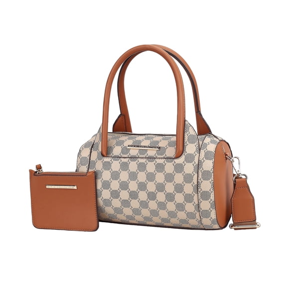 MKF Collection Adhara Satchel Bag with Pouch Bag, Vegan Leather Circular Print Shoulder Bag by Mia K