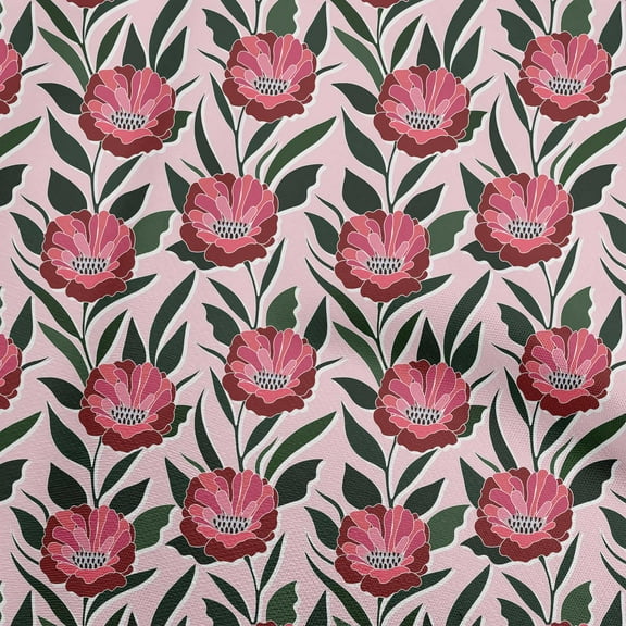 oneOone Cotton Cambric Red Fabric Floral Retro Craft Projects Decor Fabric Printed By The Yard 56 Inch Wide