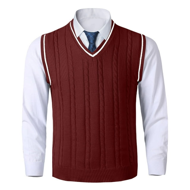 SHIXIAOO Male Knitted Vest Vest V Neck Sleeveless Padded Sweater Vest Open Cardigan plus Man Sweater for Men Sweaters for Men Cardigan Open Front with Hood Cropped Cardigan Sweaters for Men Sweaters