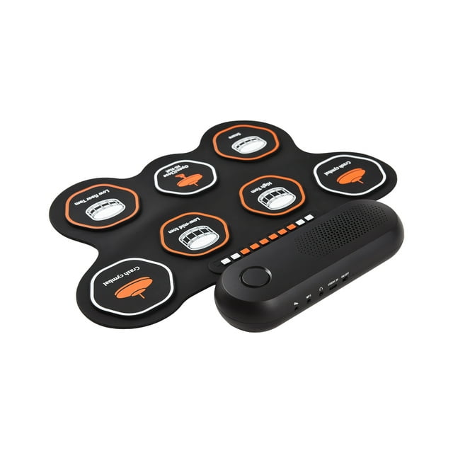 Ensemble de Batterie Électronique avec Haut-Parleur 3W Ensemble de Batterie à Main 7 Pads Supporte Diverses Entrées Audio 3 Styles de Batterie 10 Rythmes 10 Chansons de Démonstration Kit de Batterie avec Baguettes Pied
