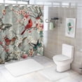 thumbnail image 7 of WERPE Chic Modern Bathroom Decor Cardinals Birds Cherry Flowers Waterproof Shower Curtain Multiple Sizes White, 7 of 7
