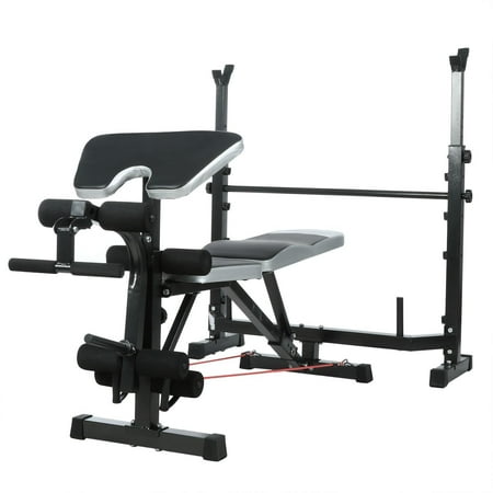 Elecmall Weight Bench Olympic Workout Bench and Rack for Home