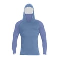 thumbnail image 2 of Men's UPF 50+ Hooded Sun Shirt, Lightweight Long Sleeve Fishing Shirt with Hood, Quick-Dry Rash Guard Sun Protective Shirt for Hiking, Beach, and Outdoor Activities Blue L, 2 of 4