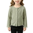 thumbnail image 2 of UACY Girls' Ribbed Knit Cardigan Long Sleeve Button down Lightweight Sweater Toddler Knitwear Button Closure Ruffled Outwear Tops, 2 of 6