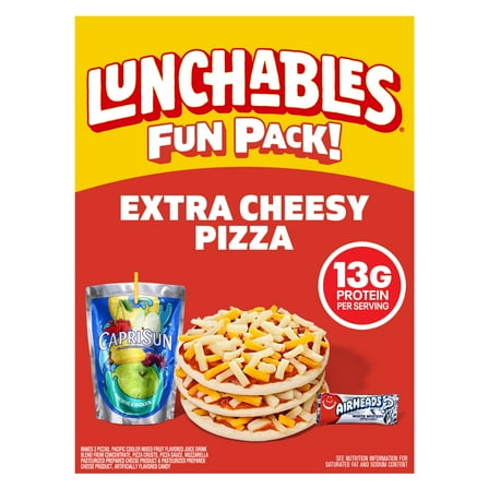 Lunchables Extra Cheesy Pizza with Capri Sun Pacific Cooler & Airheads White Mystery Fun Pack, 4.6 oz & 6 fl oz Package