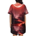 thumbnail image 6 of Fuzoiu Red Moon Lava Print Women's Short-Sleeved Pajama Set,Lounge Sleepwear Set,Womens Pajama Sets 2 Piece,Button-Up Top and Shorts with Pockets-4X-Large, 6 of 7