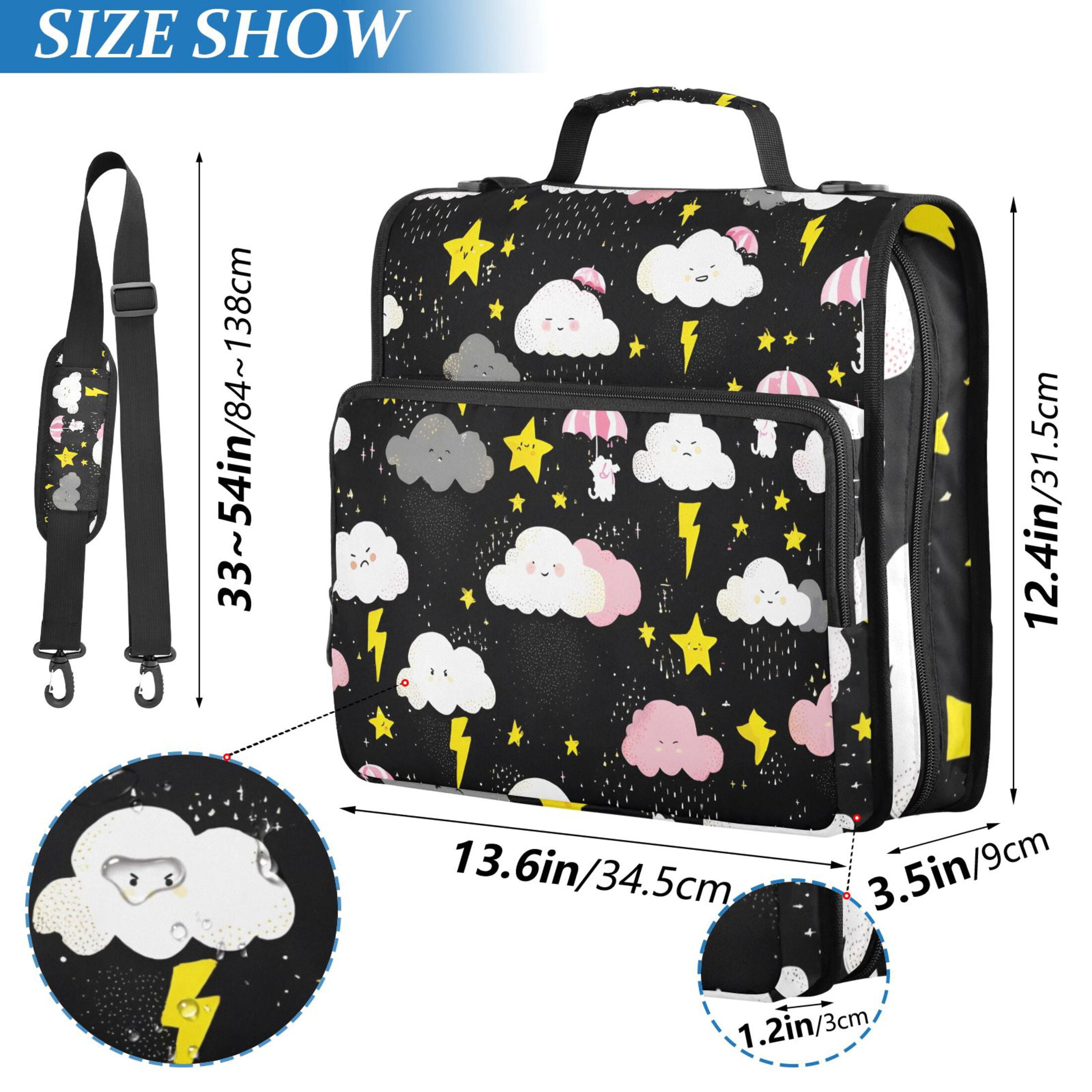 ALAZA Zipper Binder Cute Stars Cloud 3 Ring Trapper Keeper File Folder Organizer Bag