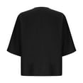 thumbnail image 4 of Ecqkame Womens 3/4 Length Sleeve Summer Tops Trendy Business Dressy Casual Blouses Solid Color V Neck Button Down Shirts Black-A XL, 4 of 8