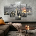 thumbnail image 2 of TISHIRON 5PCS Framed Canvas Wall Art Set,60"x40" Washington State Sunset Panoramic Cityscape Canvas Art Decor, 2 of 7