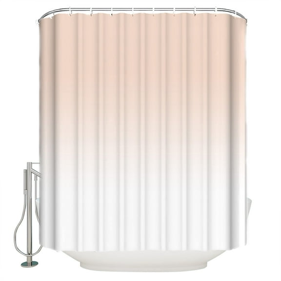 Dreamy Peach Shower Curtain, 60" x 72", Pink and White Gradient Waterproof Bathroom Curtain Washable Shower Curtain Set with 12 Hooks