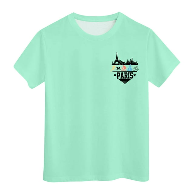 WEIYLL T-Shirts Graphiques pour Filles Manches Courtes Été Col Rond Ville Hauts Doux Imprimés pour Enfants de 8-9 Ans